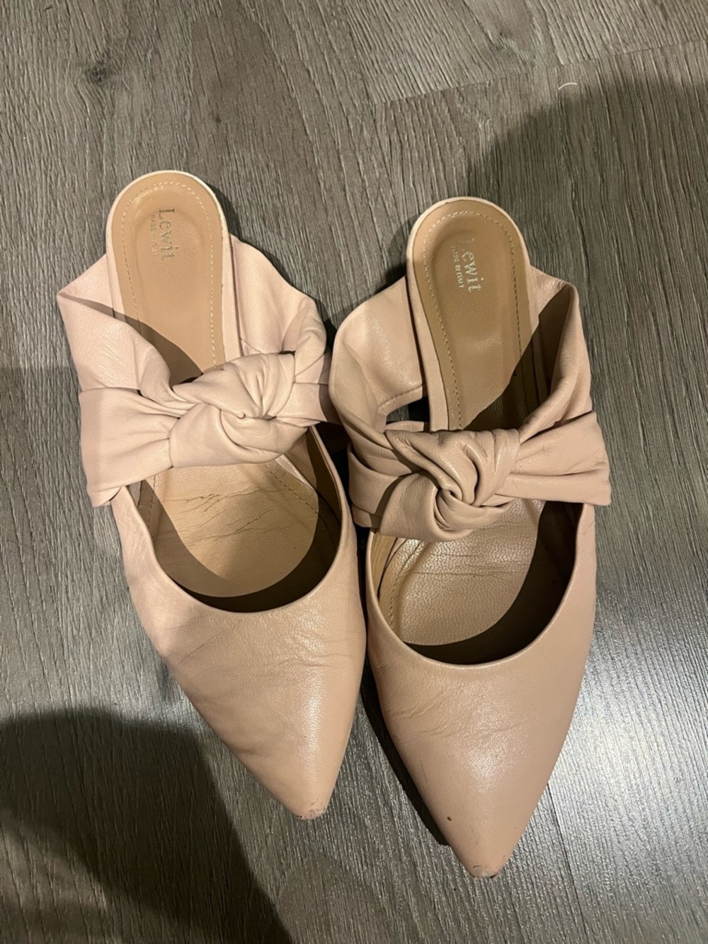 Lewit Blush Knot-Front Pointed Mules
